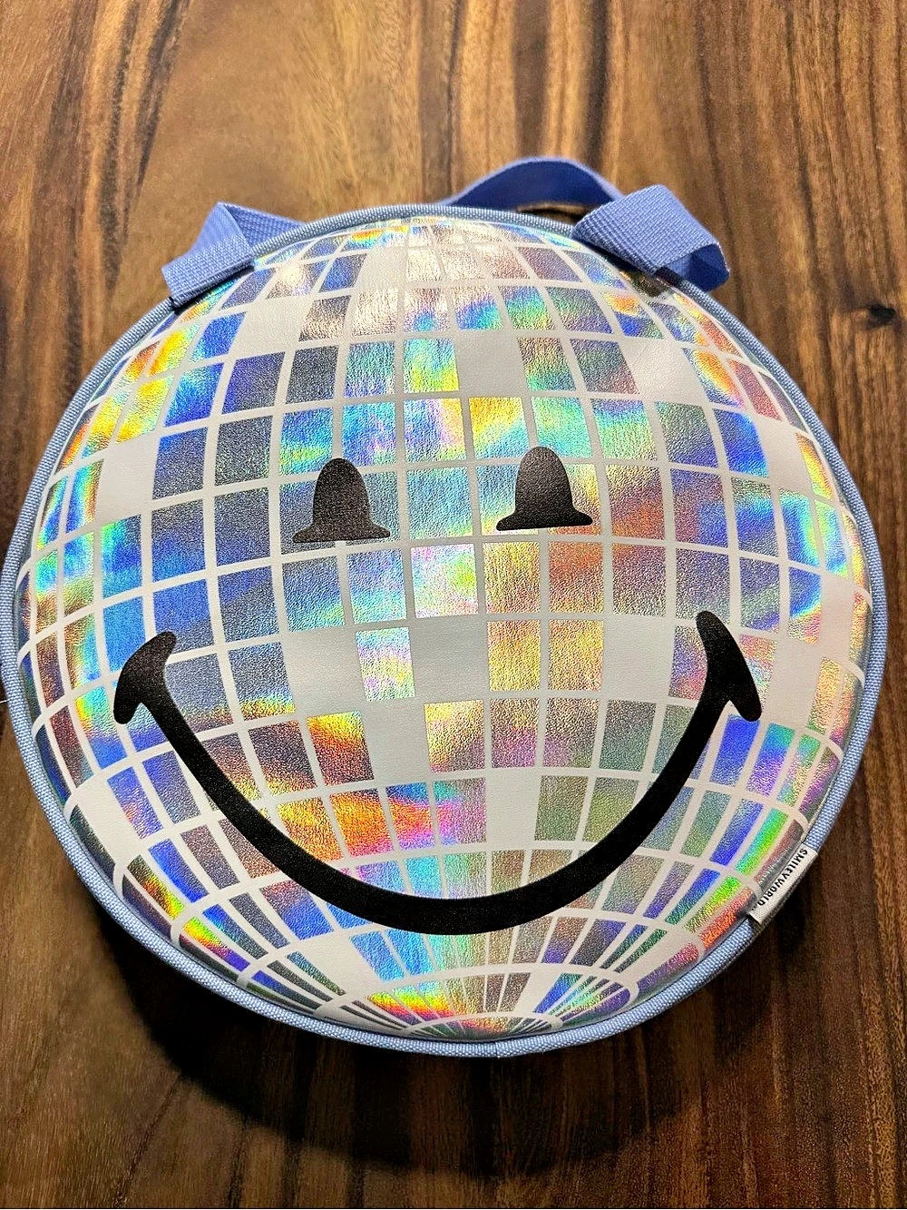 yoobi. SmileyWorld Round Disco Ball Lunch Tote. Kids Round Holographic Smiley